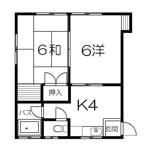 コーポタムラ(2K/2階)の間取り写真