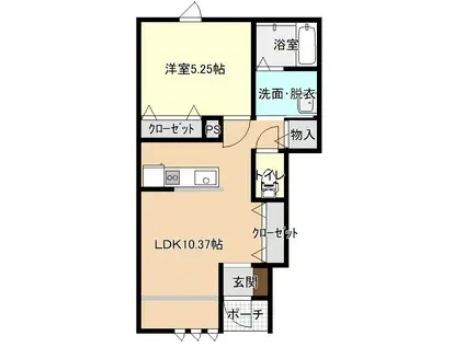 ベルフラット大町(1LDK/1階)の間取り写真