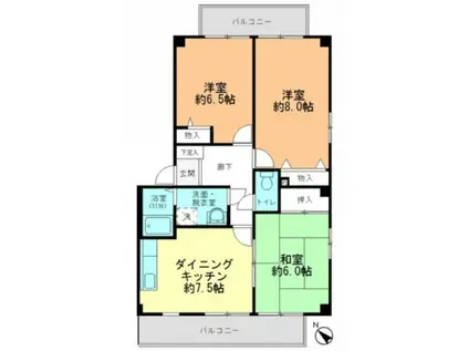 レジデンス馬木(3DK/3階)の間取り写真