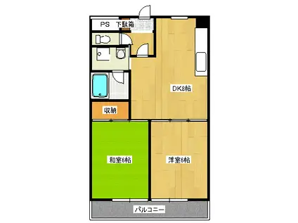 ロイヤルハイツ有野(2DK/3階)の間取り写真