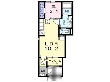 サニーガーデンR A(1LDK/1階)の間取り写真