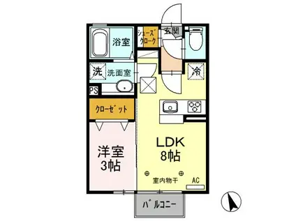 グラントゥール(1LDK/1階)の間取り写真