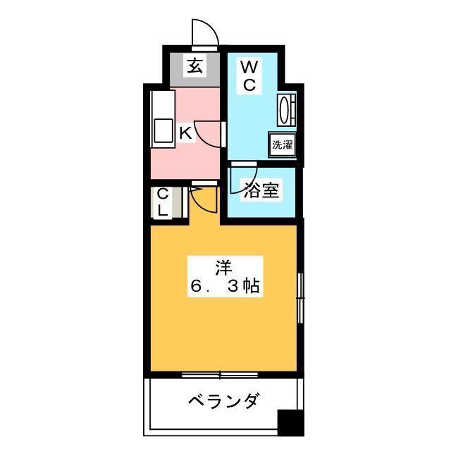 レジディア築地(1K/6階)の間取り写真