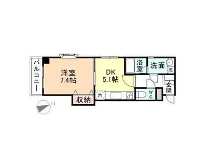 サンライズ五福公園(1DK/9階)の間取り写真