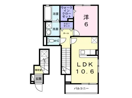 グラン・シャトー武蔵嵐山A(1LDK/2階)の間取り写真
