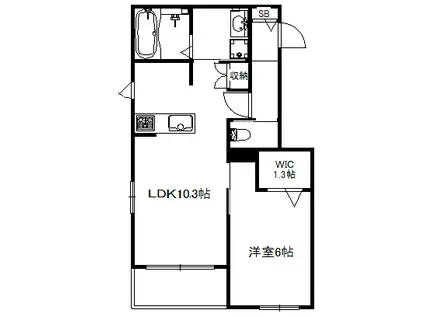ドルチェ・ベントーラ(1LDK/2階)の間取り写真