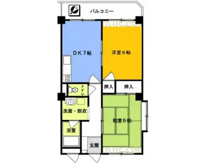 コーポカミーリア(2DK/3階)の間取り写真