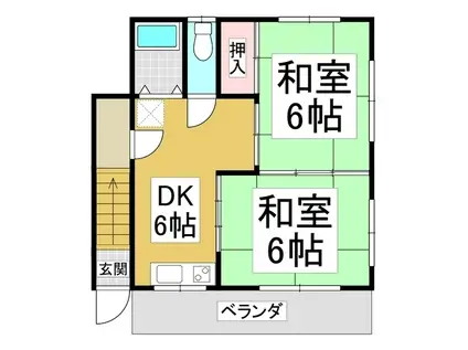 ラナンキュラス浜町(2DK/2階)の間取り写真