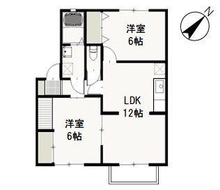 ファーム・ヴィレッジD(2LDK/2階)の間取り写真