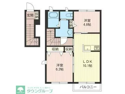 リーベン秋川(2LDK/2階)の間取り写真