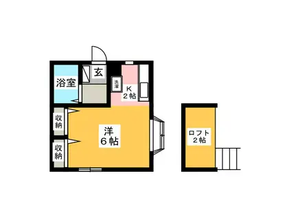 あんずハウス(ワンルーム/1階)の間取り写真