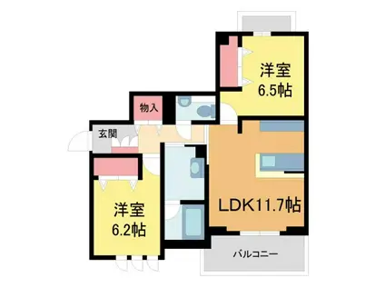 シャーメゾンプルミエ門戸厄神(2LDK/3階)の間取り写真
