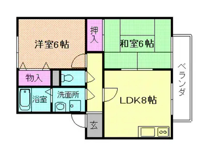 コンフォートヒルII(2DK/1階)の間取り写真