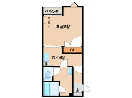 カーサ富岡(1DK/1階)の間取り写真