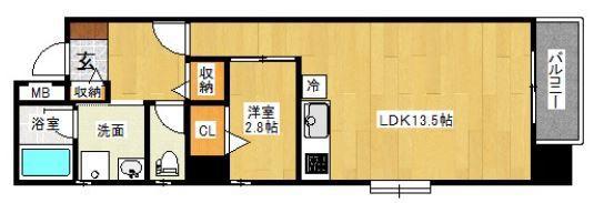 アヴァンティ久留米中央(1LDK/9階)の間取り写真