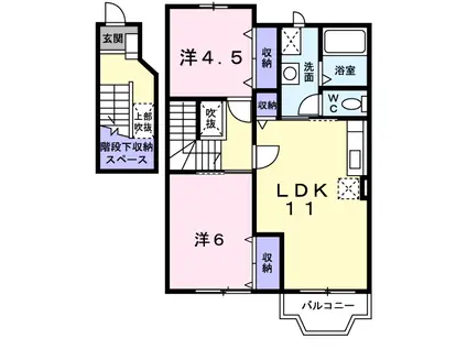 アーバン縄手C(2LDK/2階)の間取り写真