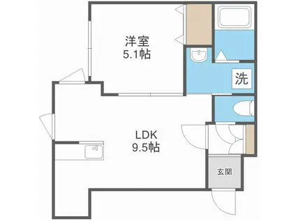 セブンスコート円山(1LDK/2階)の間取り写真
