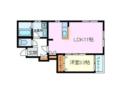 ONOビル(1LDK/2階)の間取り写真