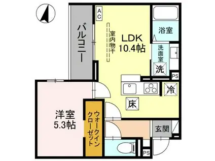 エンテスカリオン(1LDK/1階)の間取り写真
