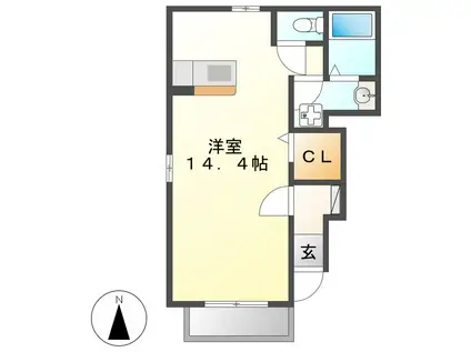 サニーシーズン(ワンルーム/1階)の間取り写真