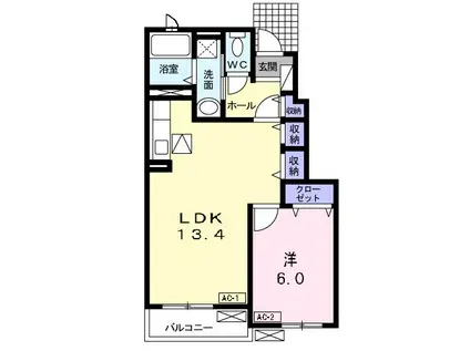 セントルイス(1LDK/1階)の間取り写真