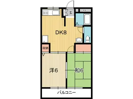 サンサンハイツII(2DK/2階)の間取り写真