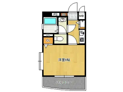 ロマネスク下到津(1K/10階)の間取り写真