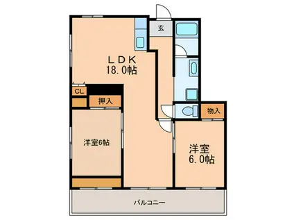 シャトーピーエルピー(2LDK/10階)の間取り写真