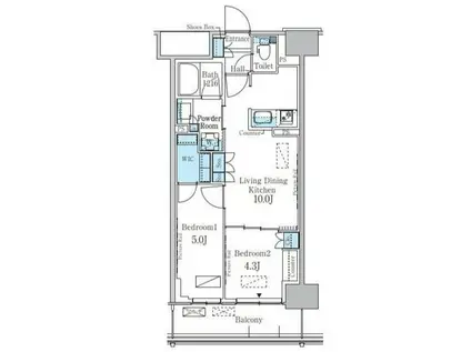 パークアクシス新宿百人町(2LDK/4階)の間取り写真