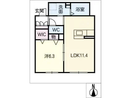 SAISON SOLEADO(1LDK/1階)の間取り写真