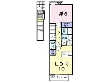 ヴァルト フォルネA(1LDK/2階)の間取り写真