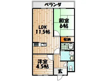 第4共立ビル(2LDK/5階)の間取り写真