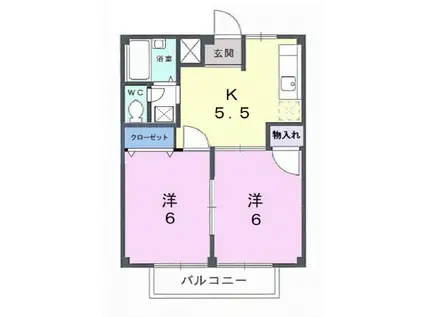 マイウェイ(2K/2階)の間取り写真