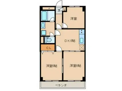 ローヤル国立マンション(3DK/3階)の間取り写真