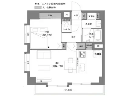 妙義坂マンション(1LDK/12階)の間取り写真