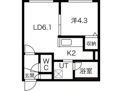 ELLE南麻生(1LDK/4階)の間取り写真