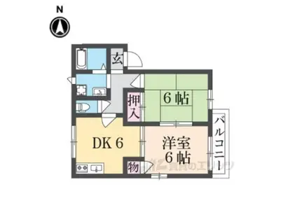 シェーンバッハ八木(2DK/2階)の間取り写真