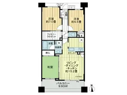 ライオンズマンションセントワーフ横濱(3LDK/10階)の間取り写真