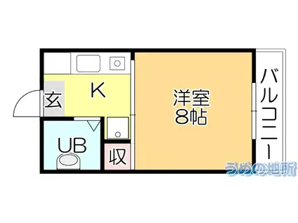 ラ・グラン・リヴィエール(1K/2階)の間取り写真