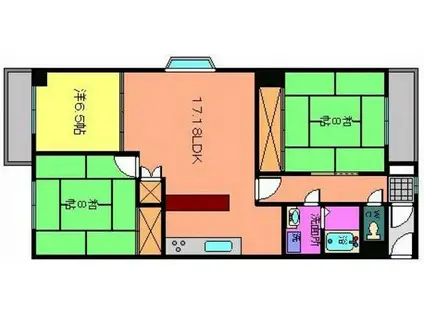 メリベール永田(3LDK/2階)の間取り写真