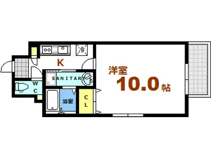 FK BLD(1K/9階)の間取り写真