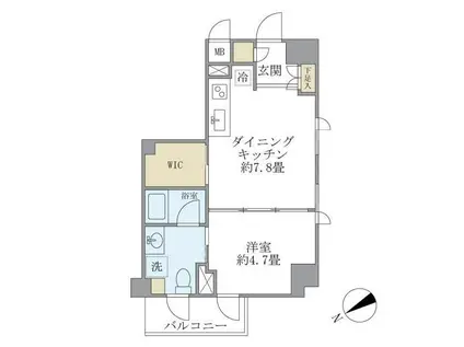 KDXレジデンス駒沢公園(1DK/6階)の間取り写真