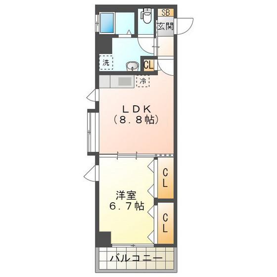 フローラル堀木(1LDK/5階)の間取り写真