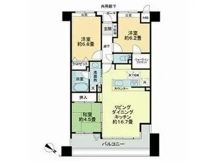 ヒューマインド博多アーバニスタ(3LDK/14階)の間取り写真