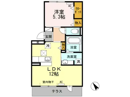 ブルームーン(1LDK/2階)の間取り写真