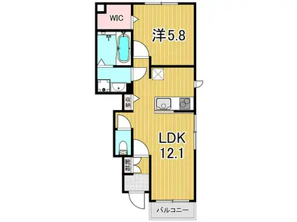 ALBA BEL(1LDK/1階)の間取り写真