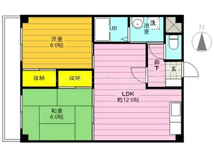 ピュアコート幸町(2LDK/3階)の間取り写真