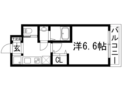 AILE石橋3(1K/1階)の間取り写真