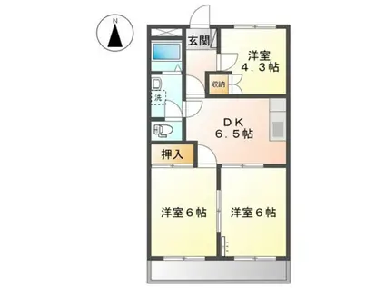 ヴィンテージ・プレイス(3DK/2階)の間取り写真