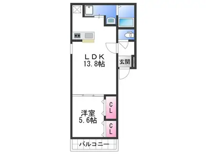 フジパレス市駅東イースト(1LDK/3階)の間取り写真